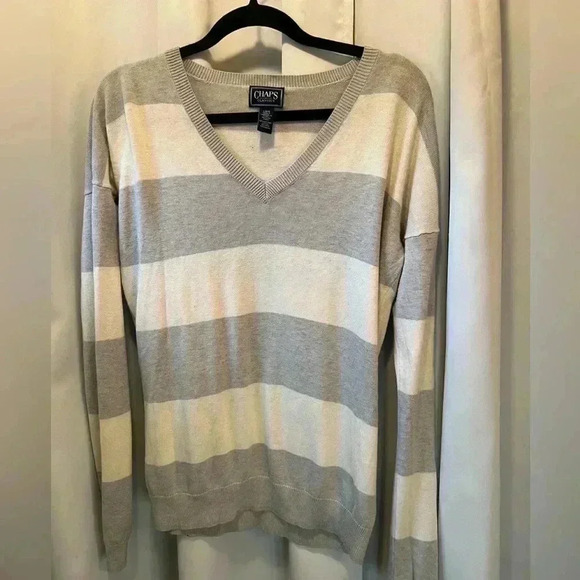 Vintage Chaps grey cream sweater large - Picture 1 of 4